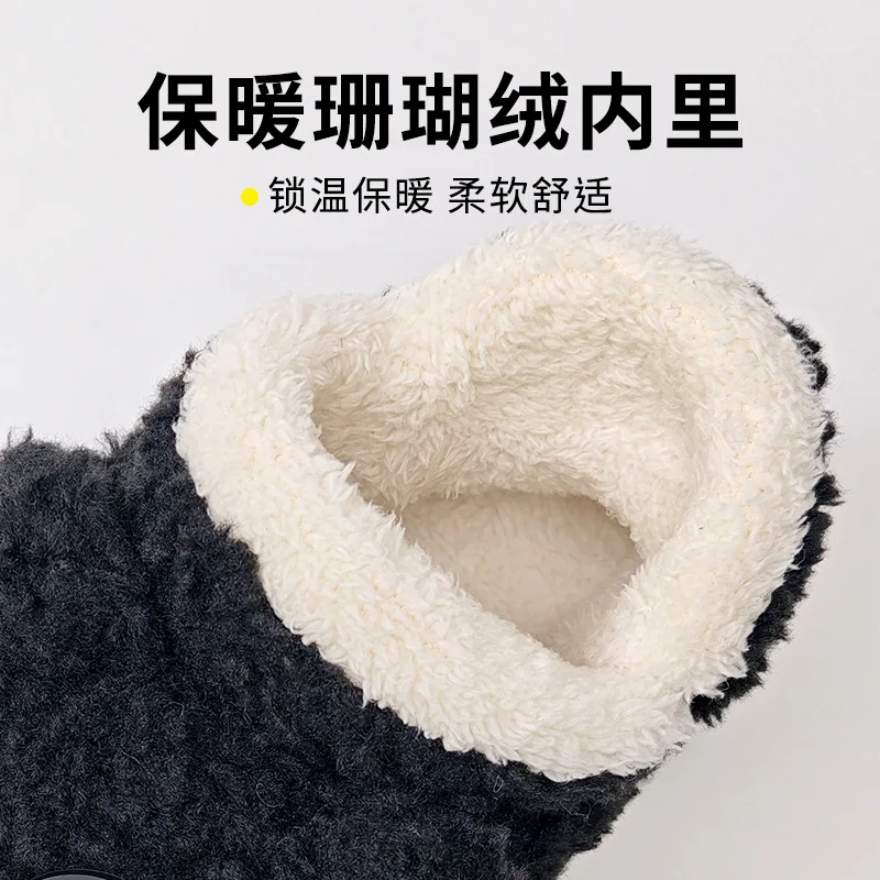 Women Indoor Slippers Warm Faux Fur Winter Cotton Shoes Couples Home Platform Footwear Thick Sole Female Male High Snow Boots