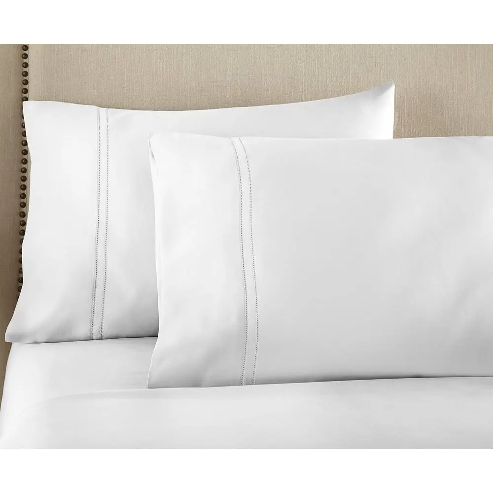 Yalda Sheet Set – 100% Certiied Egyptian Cotton, Double-Hem Stitch, Twin XL, White