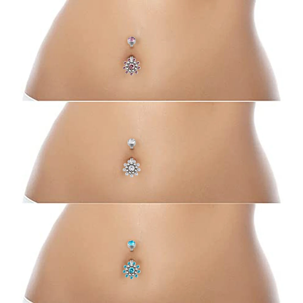 1Pc Crystal Bling Sunflower Belly Rings Titanium Belly Navel Piercing Sexy Belly Button Ring Fashion Women\'s Body Jewelry