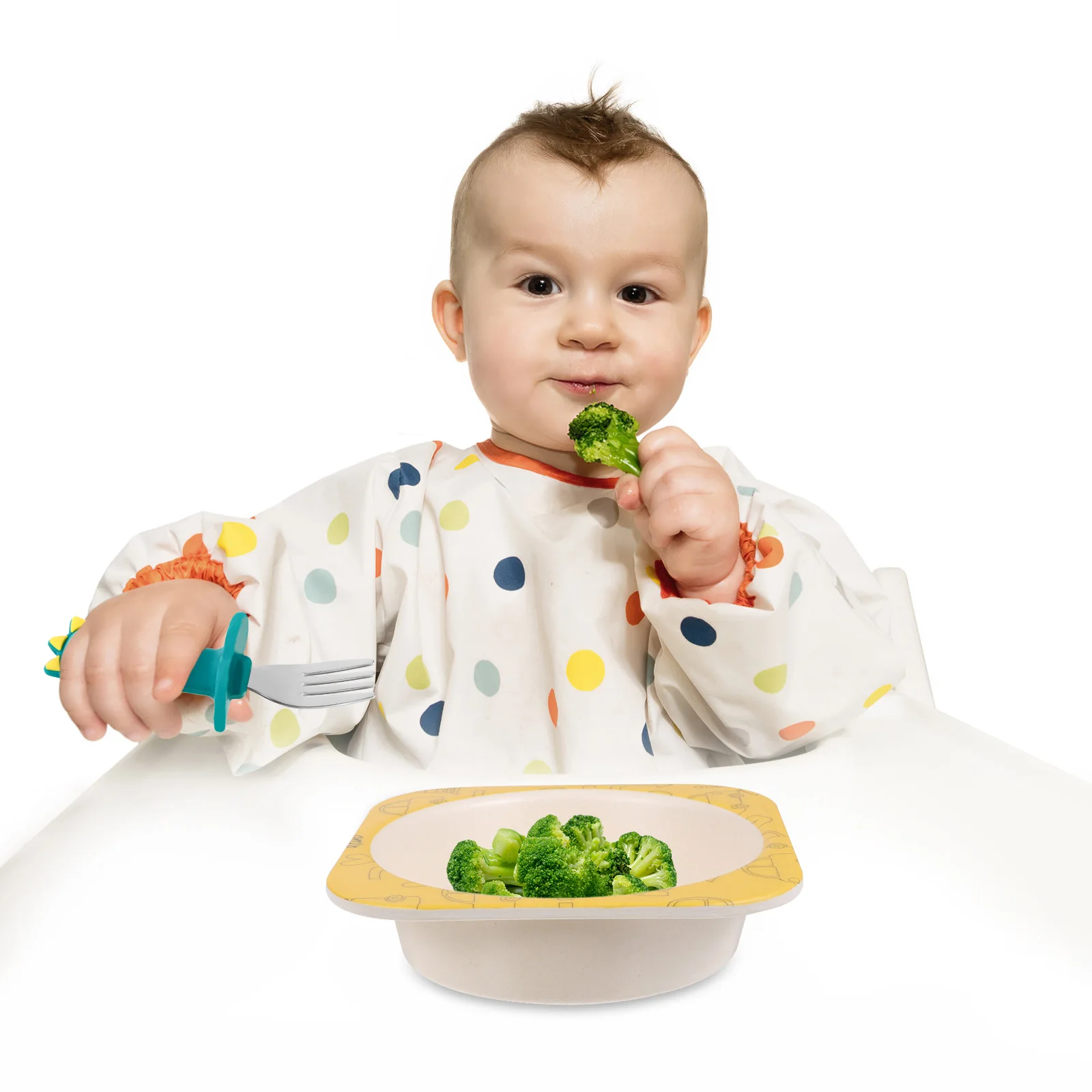 

1 set 1 Set Cartoon Silicone Baby Tableware Spoon Fork For Toddler Learning Dinning Utensils Non- Kids Training Cutlery