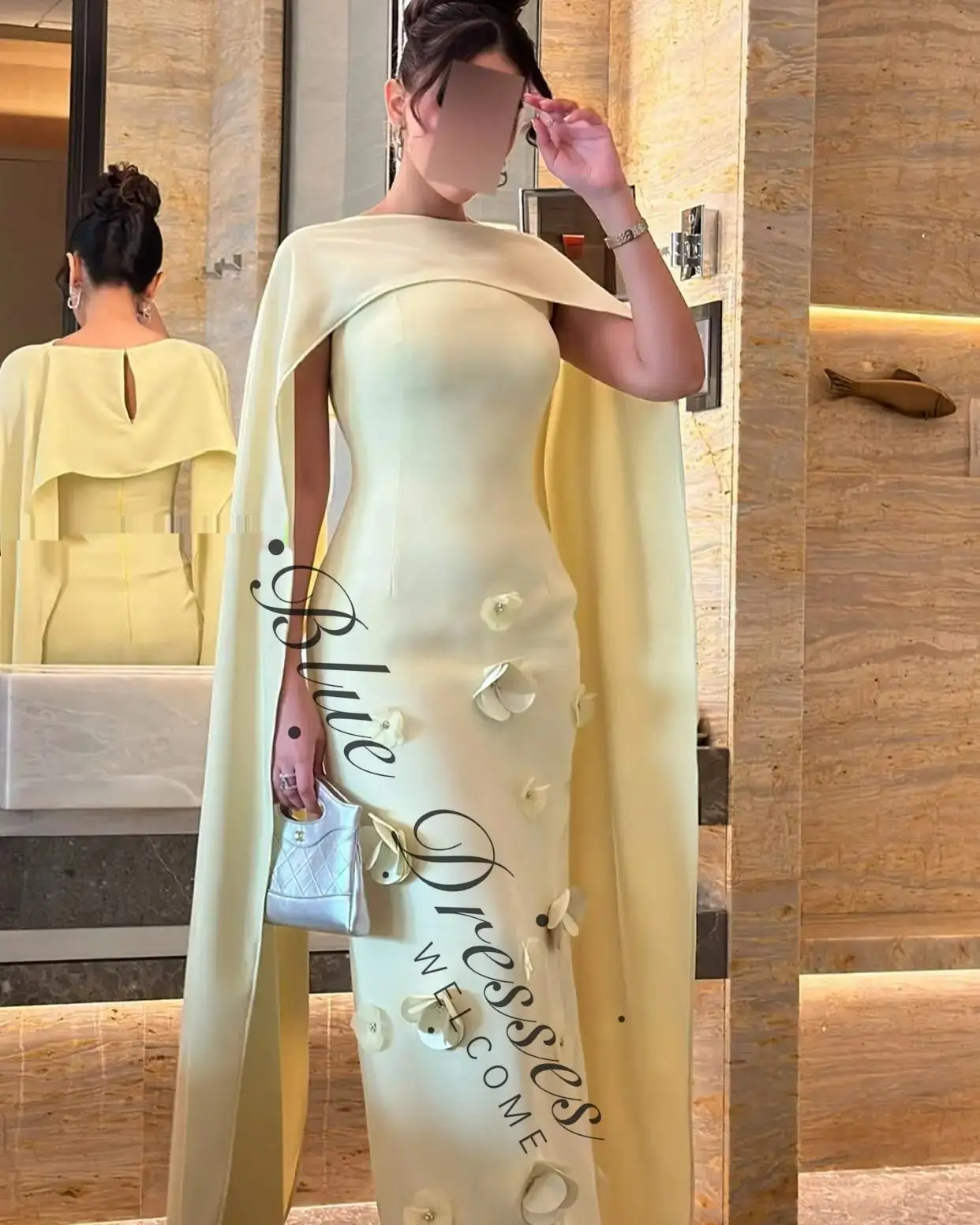 Abiti da sera personalizzati Lunghezza pavimento Fiori 3D Abiti da ballo Abiti da festa formali da donna Abito da damigella d'onore di metà-orientale