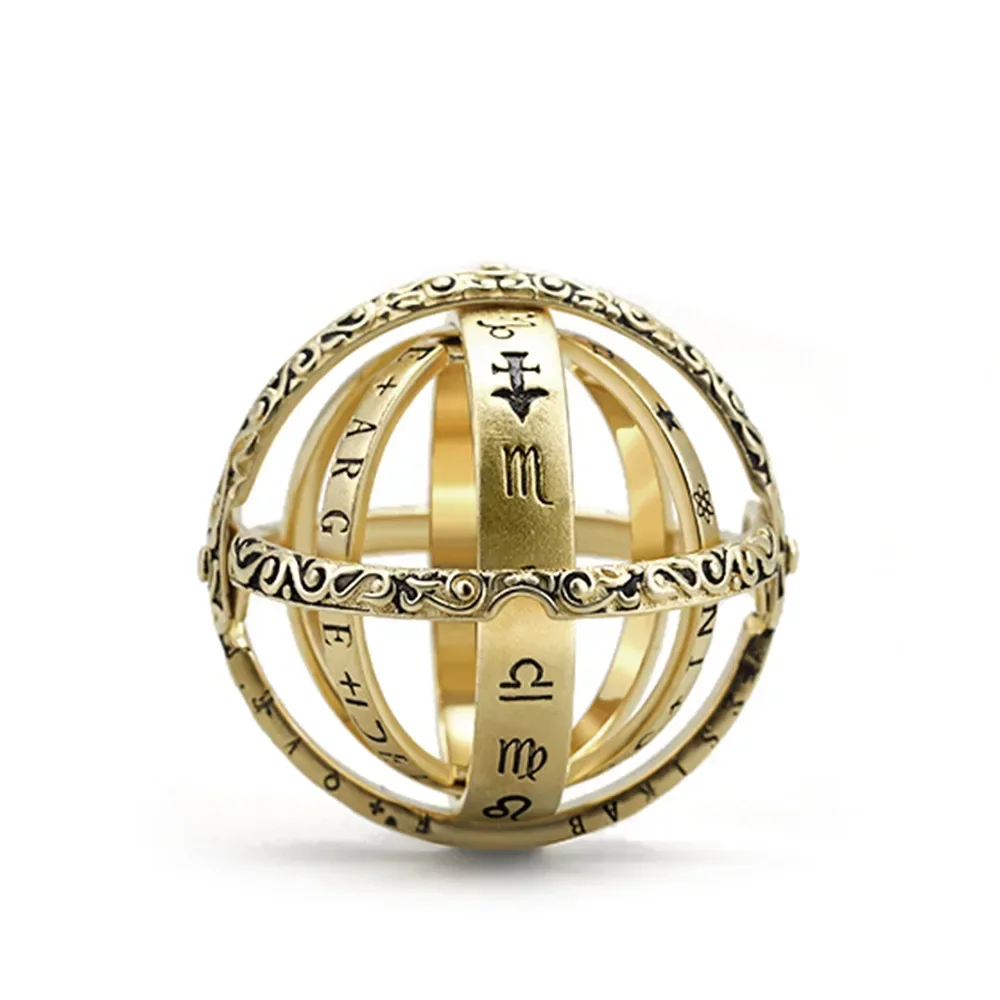 EDC Vintage Astronomical Ball Rings for Women Men Creative Complex Rotating Cosmic Finger Ring Jewelry Outdoor Self Defense Tool