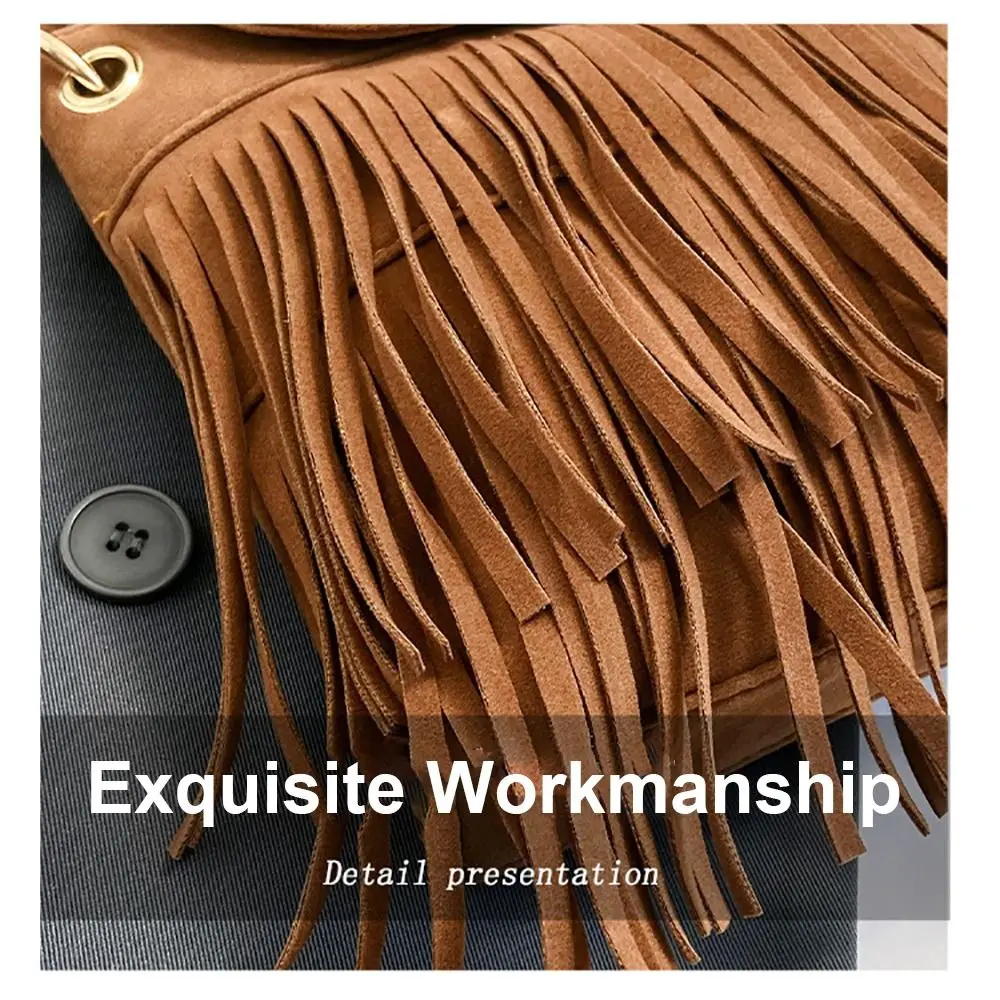 Women Tote Bag Buckskin Velvet Fringe Handbag Fashion Travel Shoulder Bag Crossbody Packet Durable Mobile Phone Grocery Bag