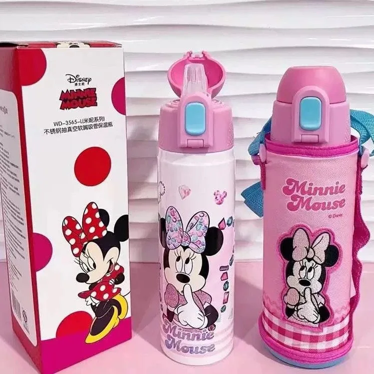 ディズニー漫画ミッキーマウスとミニーマウスのストロー付きウォーターカップ素敵なギフト