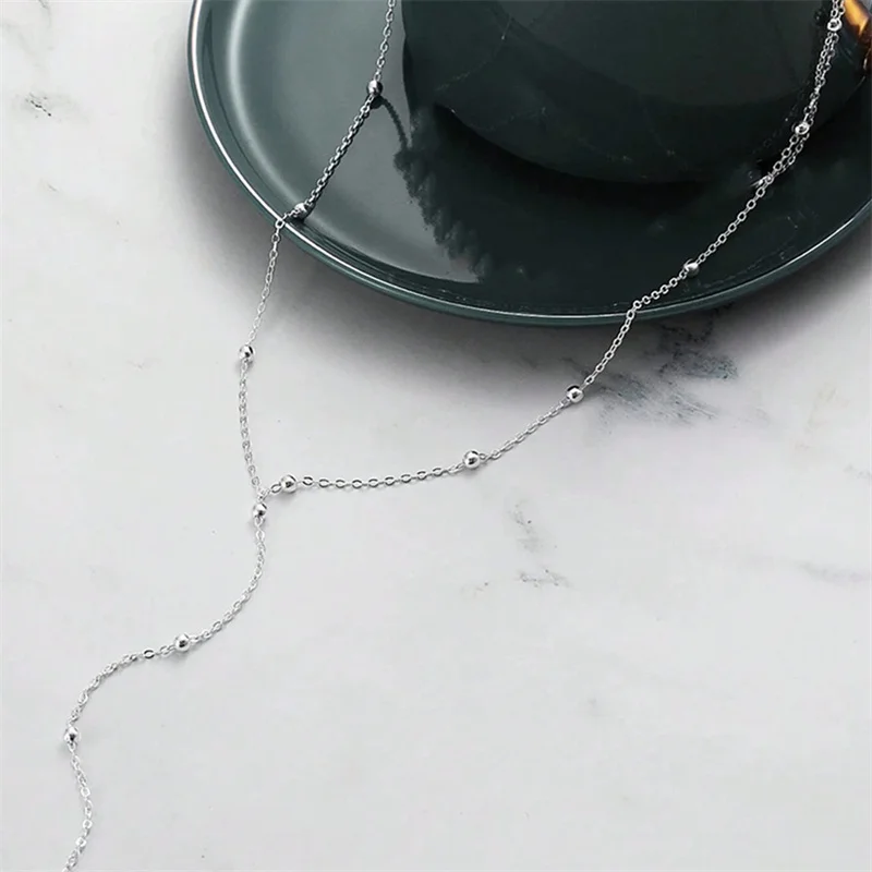 Vintage Gold Color Long Chain Drop Necklaces for Women Simple Metal Geometric Bead Tassel Choker Girls Party Aesthetics Jewelry image 4