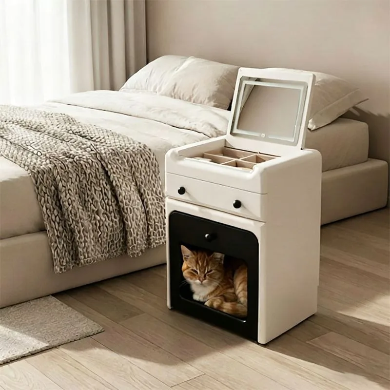 Bedside storage chest small makeup table with cat litter y