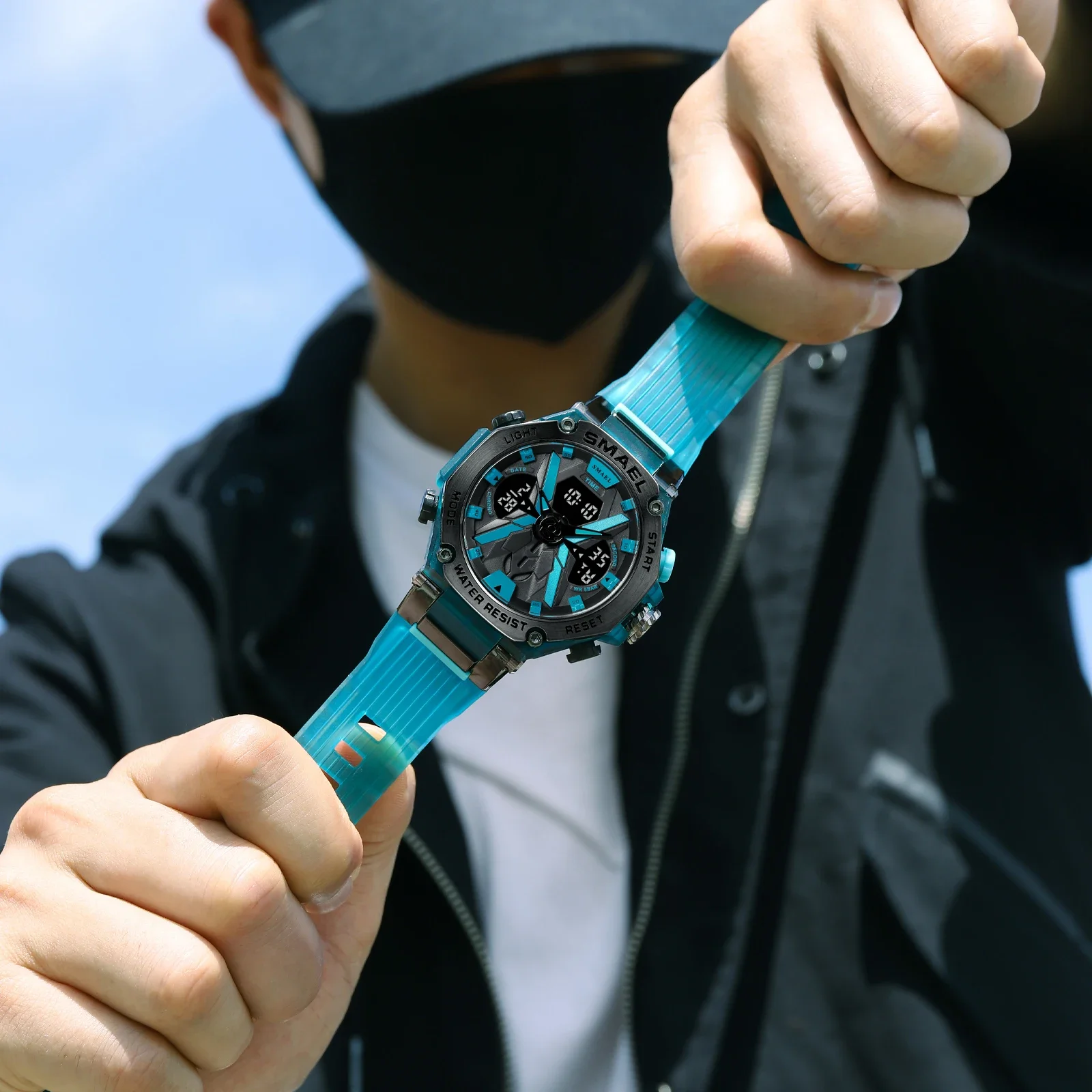 นาฬิกาข้อมือควอตซ์แบรนด์แท้ SMAEL8087กันน้ำ50ม. นาฬิกาข้อมือควอตซ์นาฬิกากีฬานาฬิกาทหารผู้ชาย