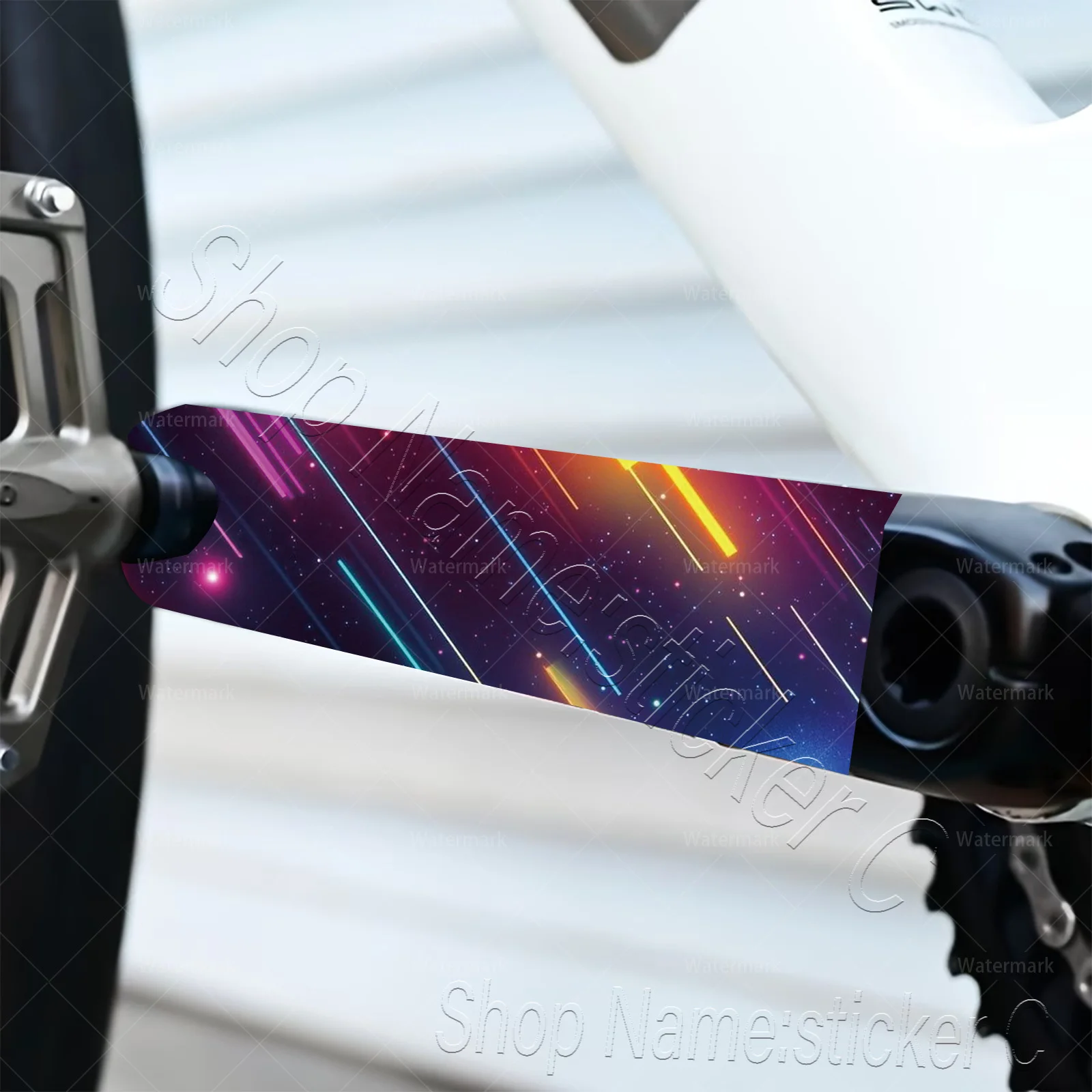 2D Flat Galaxy Meteor Crank Arm Vinyl Sticker, Waterproof Scratch‑Resistant Decal for Road Bike Crankset Decor, Holiday Gift