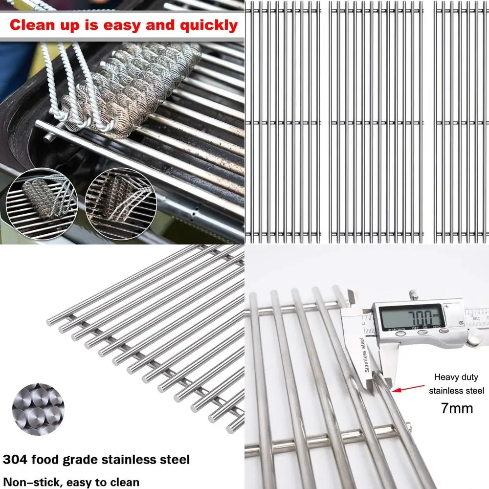 

3-Pack 18 Stainless Steel Grill Grates for Charbroil 4 & 5 Burner Models 463376018P2, 463376117, 463377117, 463673617, 463377017