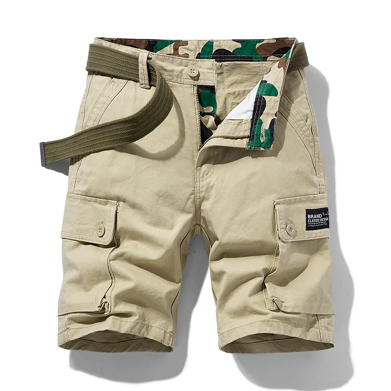 

Men's Fashion New Cargo Multi-Pocket Shorts Mens Summer Cotton Solid Breeches Bermuda Shorts Men Spring Casual Joggers Shorts