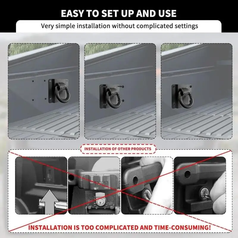 M76E 4-teiliges Befestigungsset für die LKW-Ladefläche mit D-Schlaufe, geeignet für den Laderaum von Pickups – Detail 4