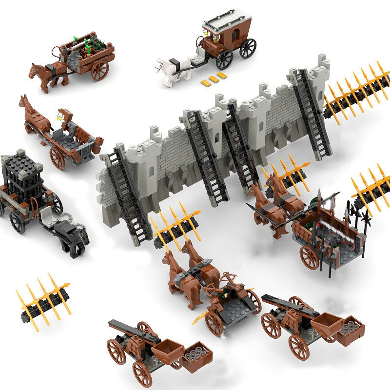 

Creartor MOC строительные блоки аксессуары средневековый рыцарь средневековая катапульта солдат карета колесница кирпичи замок игрушки для детей