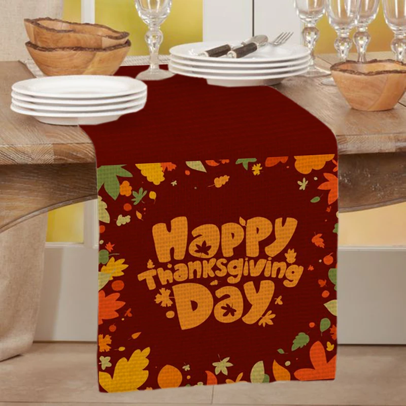 

Happy Thanksgiving Day Table Runner for table decoration & accessories Harvest Festival tablecloth autumn decor