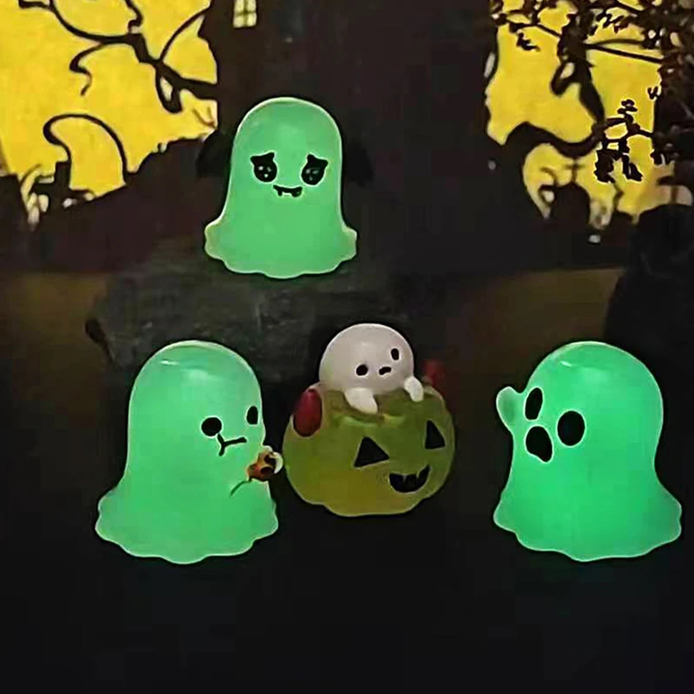 

6pcs Decoration Mini Ornament Resin Craft Decor Miniature Ghost Statue Halloween Party Layout Prop Halloween Micro Landscape
