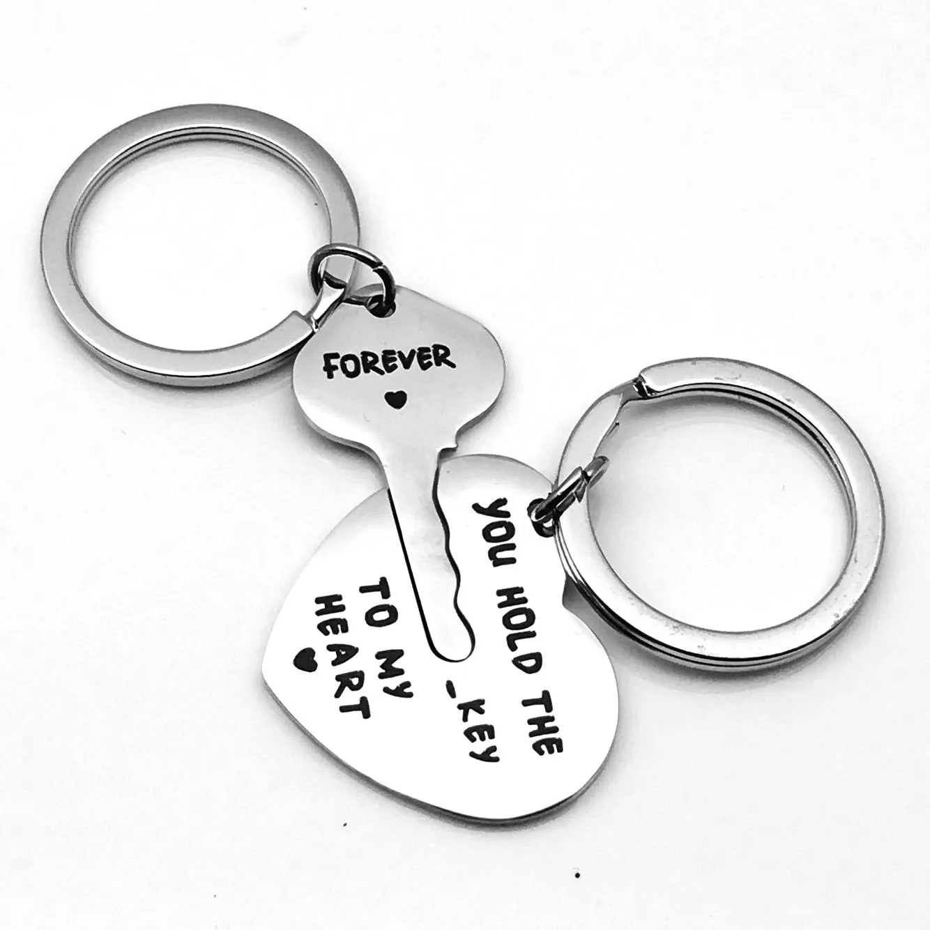 Hot Sale Zinc Alloy Silver Plated Lovers Gift Wedding Favors Couple My Heart Keychain Fashion Keyring Key Fob Creative Key Chain