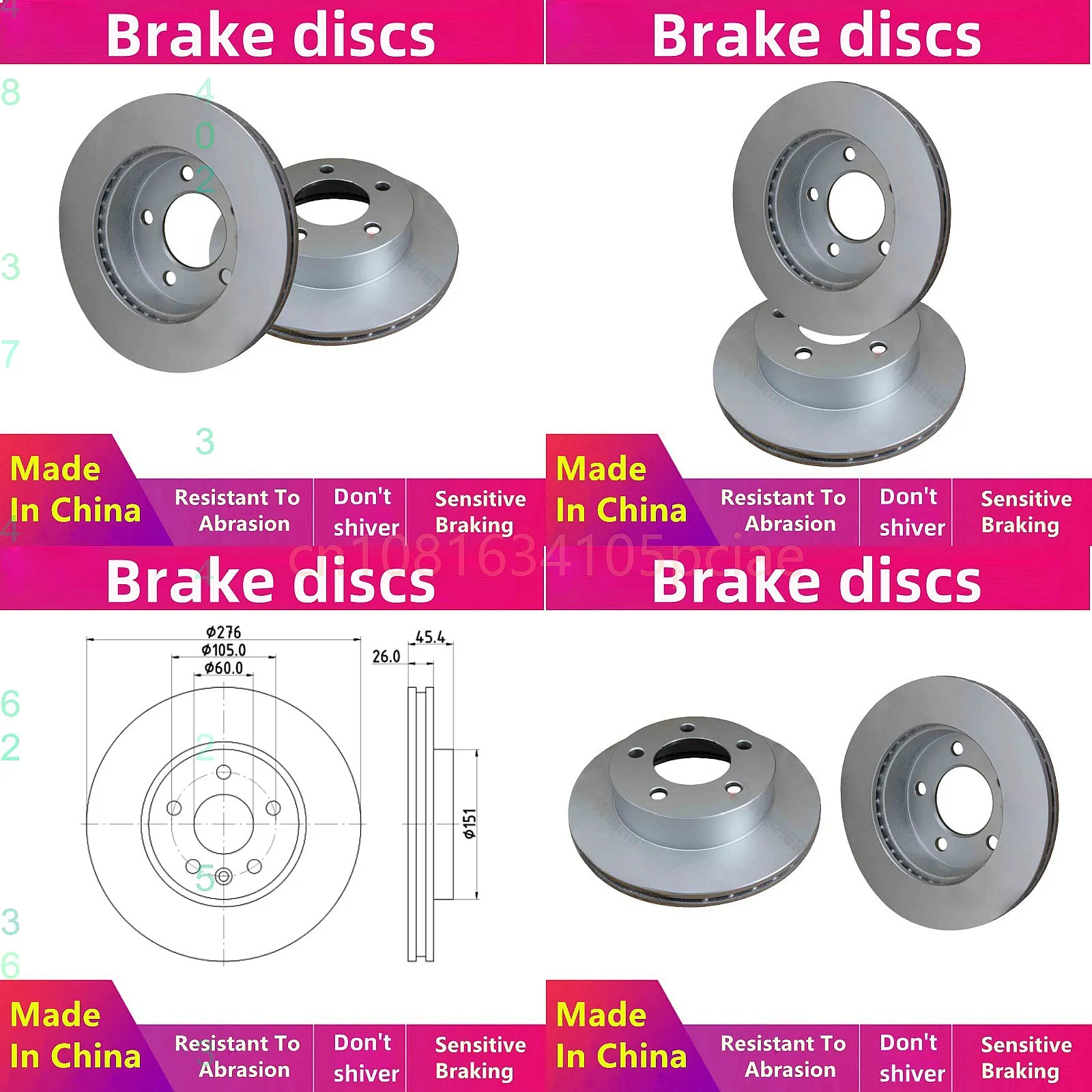 

For Chevrolet Cruze J400 J405 Front Brake Disc 13597459 6x3107 Auto Parts