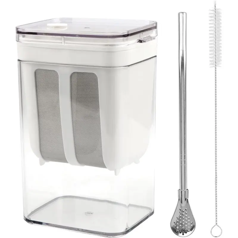 【PARTY  DAY】1.16 Qt (0.29 Gal/1100 ML) Container With 0.55 Qt Filter Basket PP Body, Includes Spoon And Cleaning Brush, Hand Was
