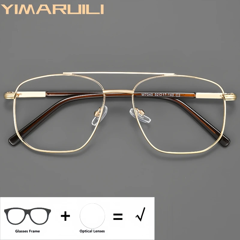 

YIMARUILI Men and Women Pilot Optical Prescription Glasses Retro Small Size Myopia Hyperopia Progressive Multifocal Eyeglasses