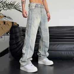 2022 Cool Design Retro Washed Baggy Men Hip Hop Jeans Pants New Fashion Luxury Straight Vintage Loose Denim Trousers Y2K Clothes