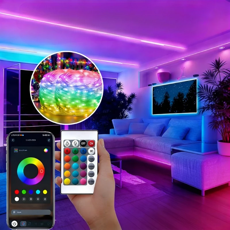 Fairy String Lights, RGB Smart LED Lights, String Lights with App & Remote Control, Music & Voice Sync for Bedroom, Kitchen