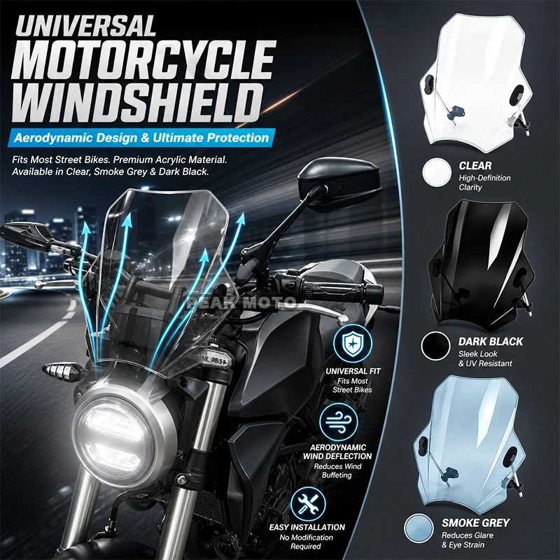 G1125 2021 - 2023 Universal Motorcycle Windscreen Windshield Covers Screen Smoke Lens Motorbikes Deflector For ZONTES G1-125