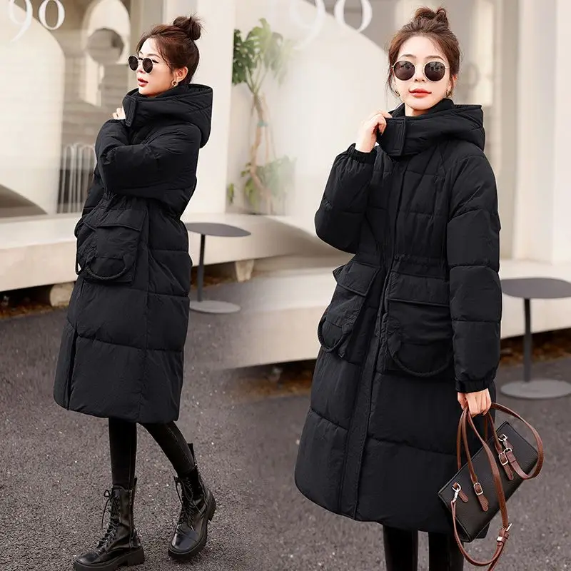 

2025 Winter New Women's Down Cotton Jacket Loose Commuter Stand Collar Oversized Hooded Work Clothes Parkas