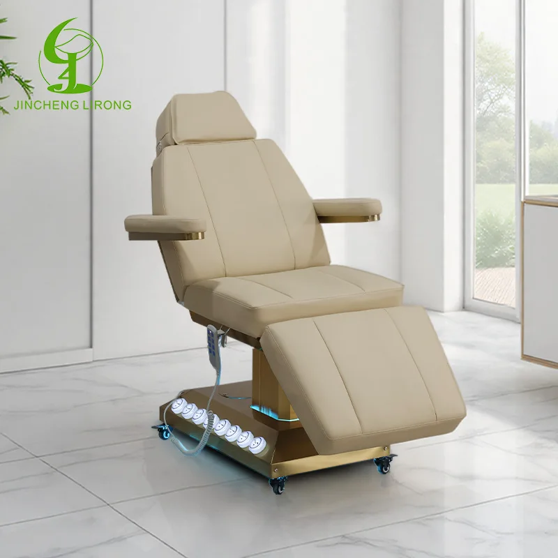 

Jincheng, бестселлер, роскошная золотая металлическая основа, мебель для салона, косметическая кровать, массажный стол, 4-моторная электрическая кровать для ресниц