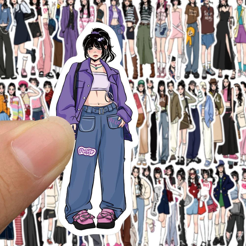 

10/30/65pcs Cartoon Fashion Mocha Girl Stickers Creative Personalized Graffiti Sticker DIY Notebook Scrapbook Phone Cool Decals