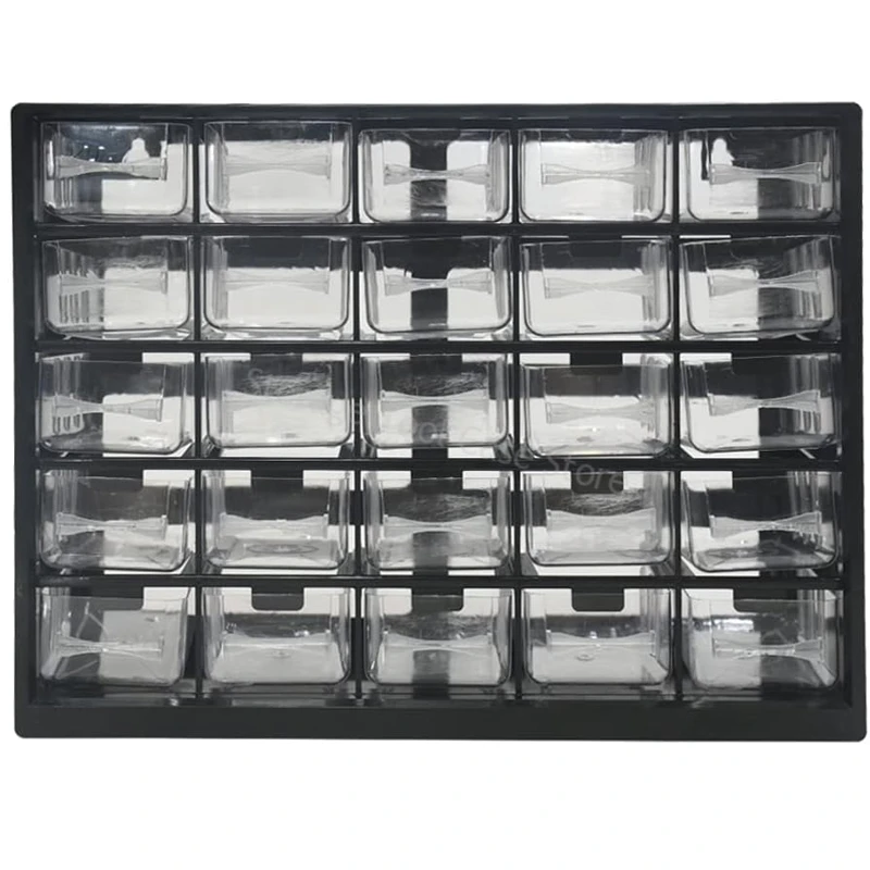 Imagem -02 - Wall-montado Armazenamento Parts Box Combinação Componente Toolbox Screw Organizer Plástico Gaveta Ferramenta Case 25 Grelha