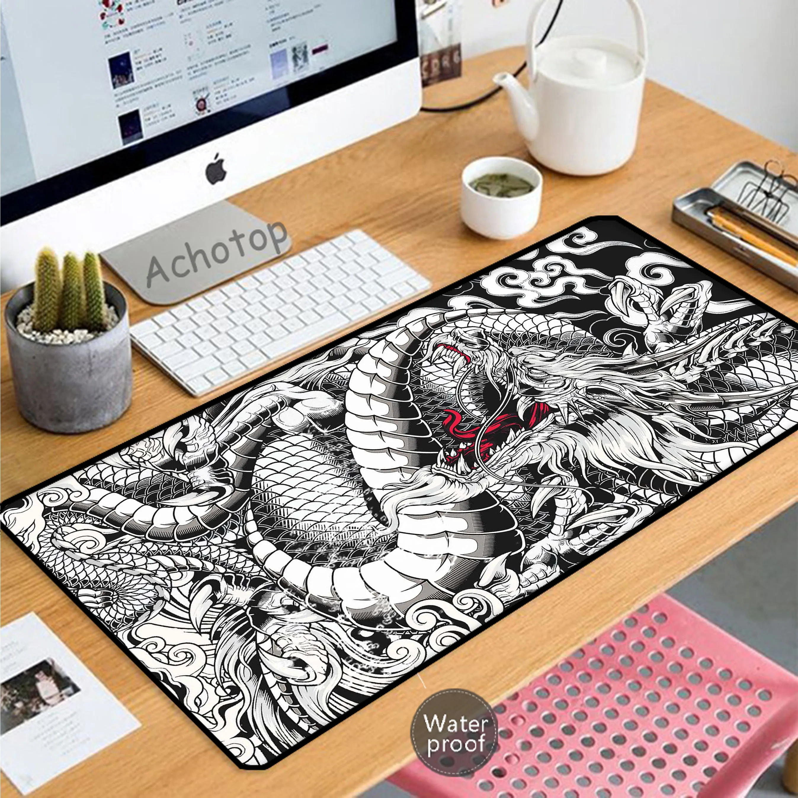 Chinese Style Dragon Waterproof Antifouling Mouse Pad XXL Mousepad Rubber Keyboard Pads Gaming Setup Accessories Mouse Mat 90x40