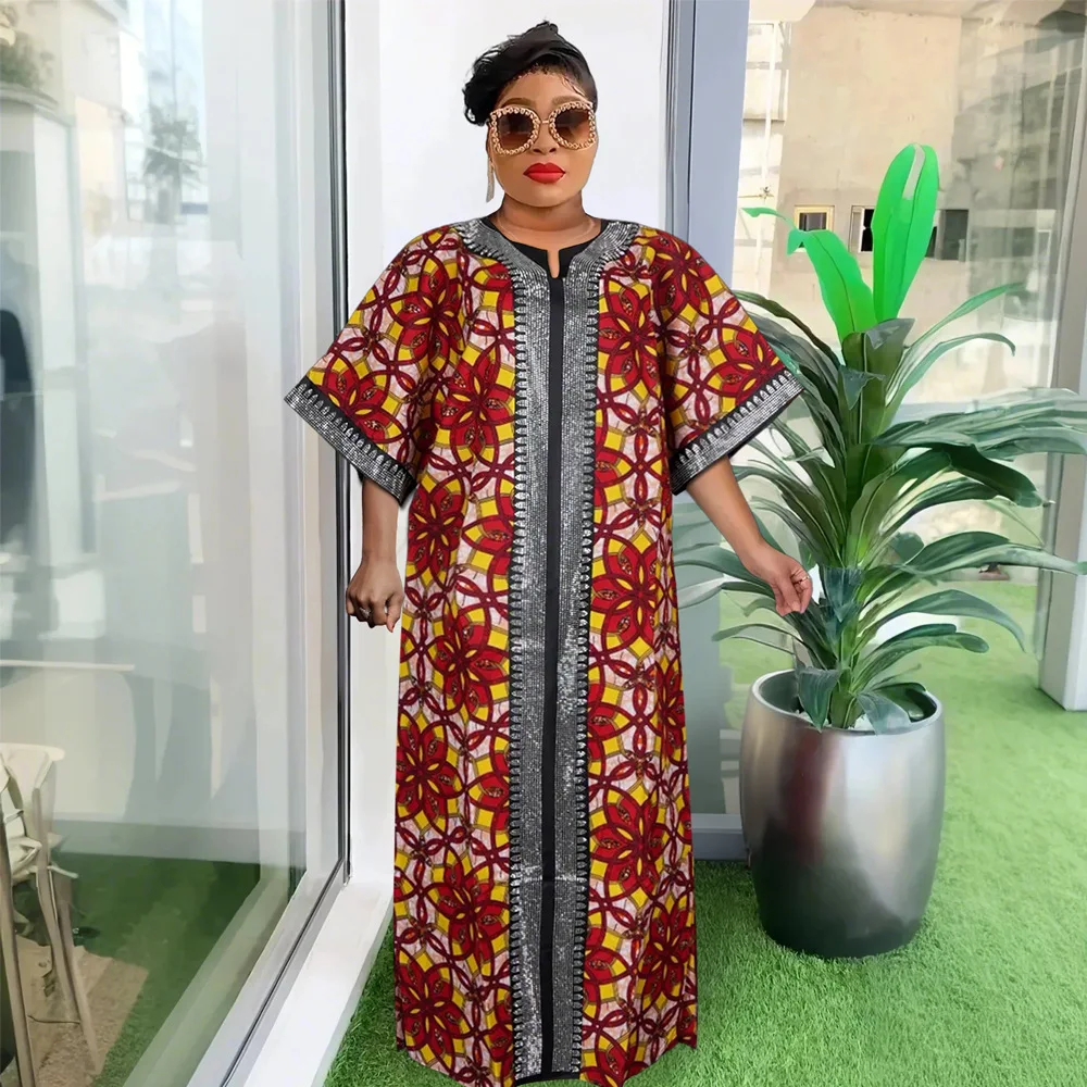 

African Traditional Dresses For Woman Dashiki Print Loose Boubou Dubai Turkey Muslim Abayas Party Prom Evening Gown Clothing