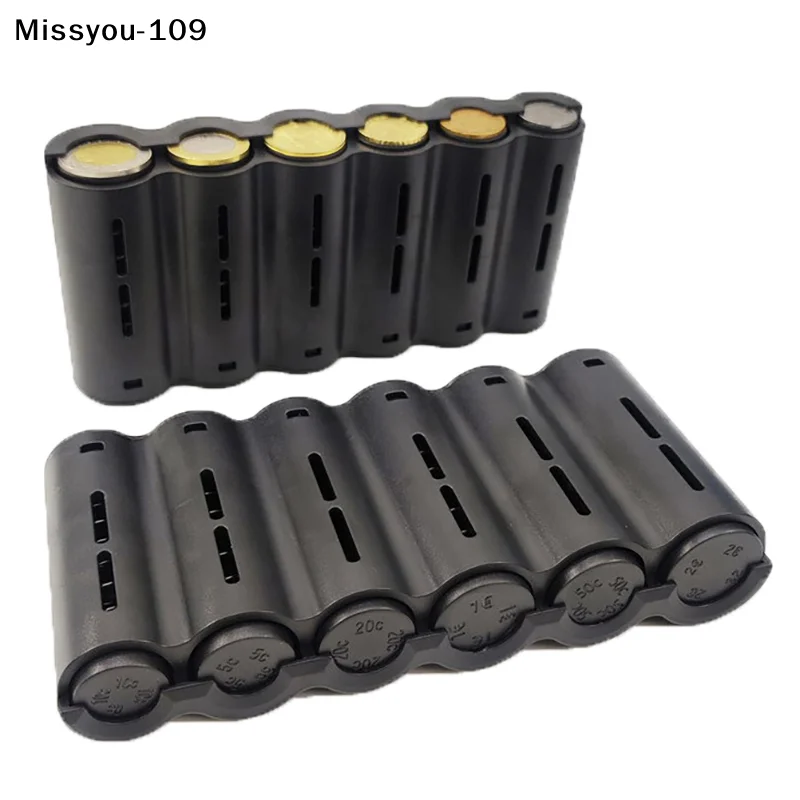 Portable 6-Slot Euro Coin Holder with Spring: A Compact Solution for Coin Storage at Home, in the Office, or on the Move