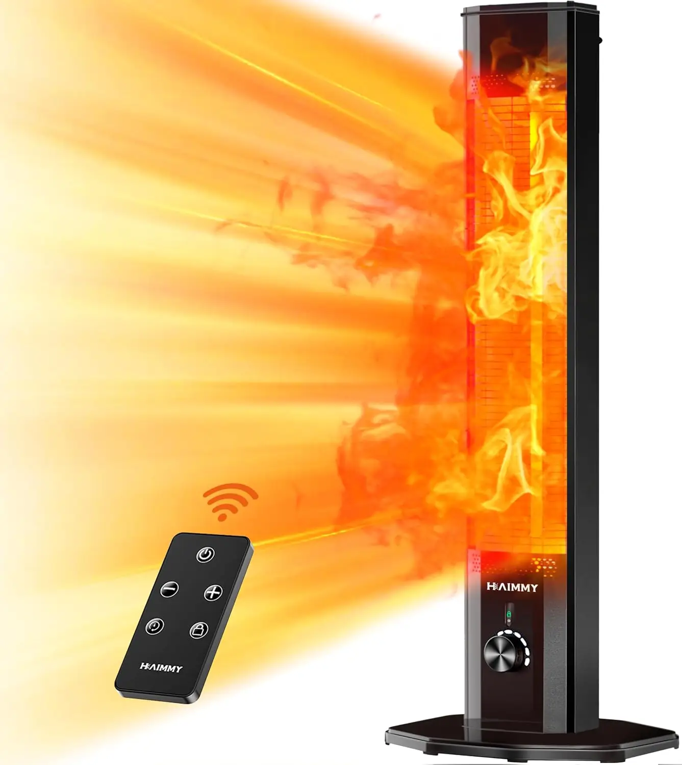 Outdoor Electric Patio Heater, 42in Infrared Heater with Remote, 9 Heat Levels, 9H Timers, 1500W Instant Heating, Safety Lock, T