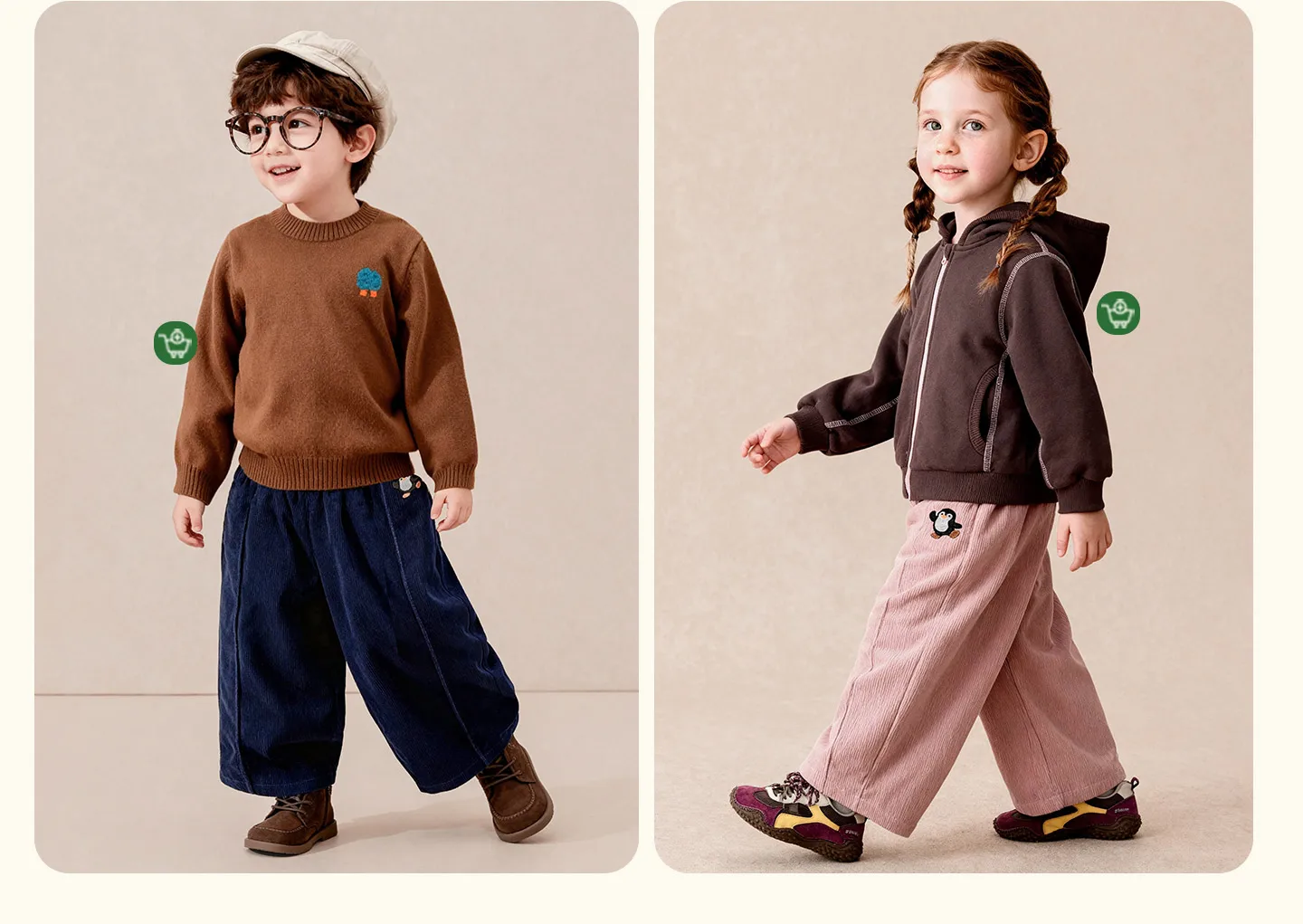 Amila 2026 Herbst Neue Kinder-Freizeithose mit seitlicher Pinguin-Verzierung Vintage Niedliche Atmosphäre Vielseitige Hose – Detail 3