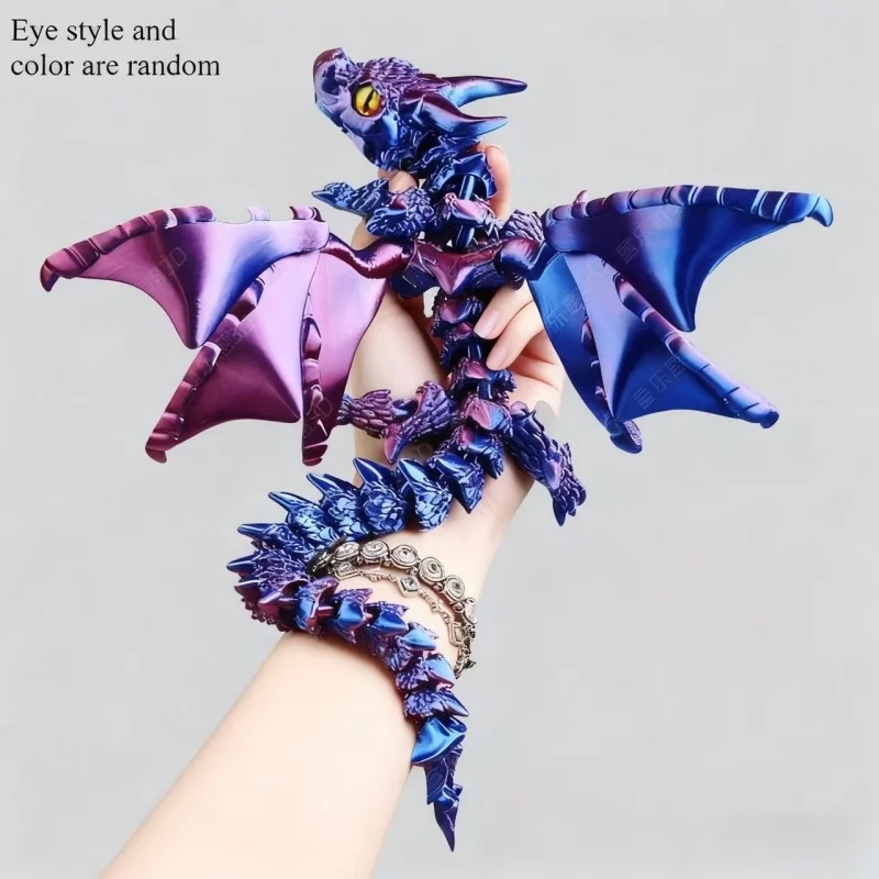 

3D Printed Art Deco Winged Dragon Figurine Movable Joints Home Decoration Tabletop Animal Sculpture With Eyes