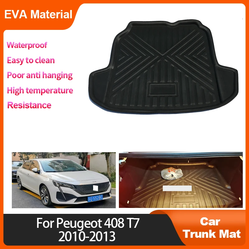 

For Peugeot 408 T7 2010 2011 2012 2013 Trunk Mat Rear Cargo Liner Anti Slip Interior Accessory Waterproof Protector Storage Pad