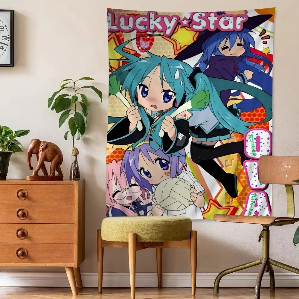 Lucky Star Tapestry Konata Izumi Hatsune Miku Cosplay Anime Wall Hanging Room Decor for Fans Bedroom Dorm Home Background Cloth