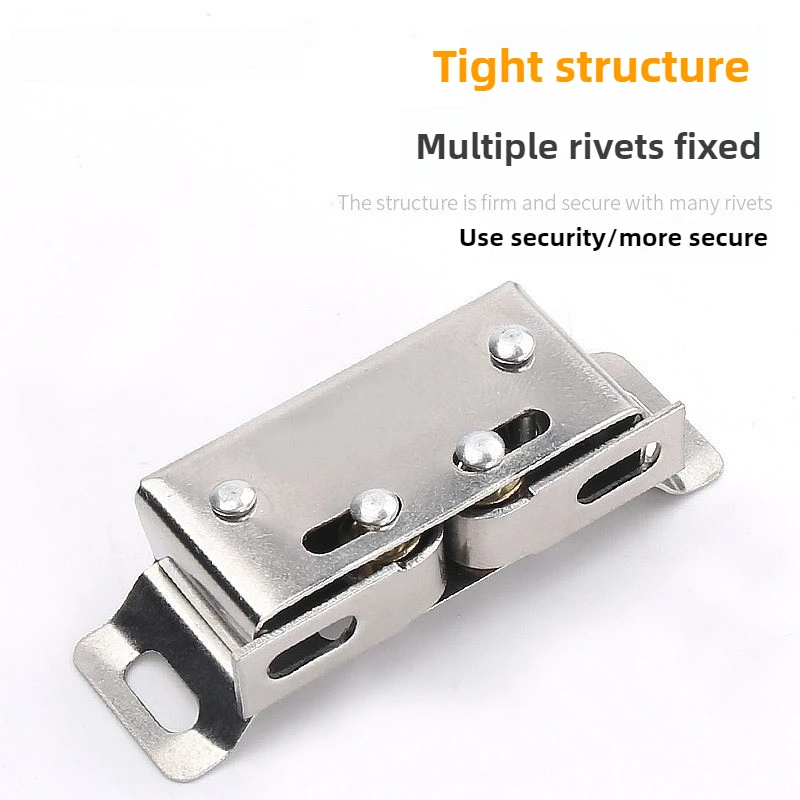 Stainless steel button household wardrobe door buckle bead double wheel spring fixed lock bookcase cabinet door buckle