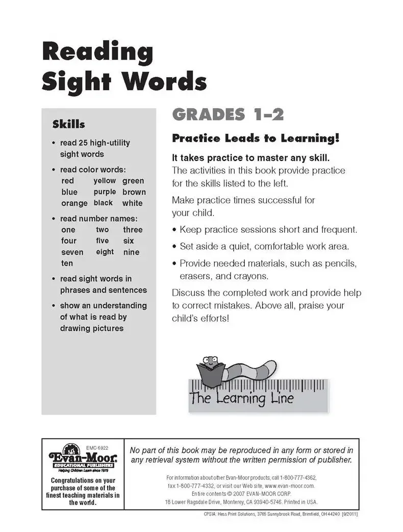 خط التعلم Evan-Moor: كلمات القراءة البصرية، الصف 1 - 2 المصنف، الذين تتراوح أعمارهم بين 6 7 8 9 كتب الكلمات الإنجليزية 9781596731844 #2