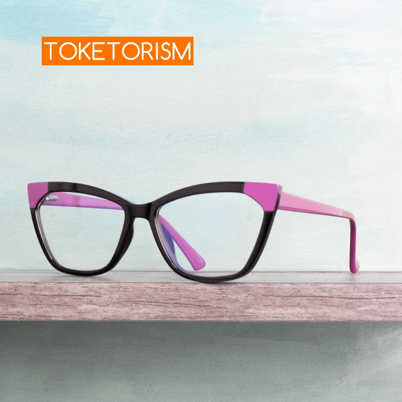 

Toketorism Trending Eyewear Anti Blue Cat Eye Glasses Frames For Women Optical Computer Eyeglasses 0402