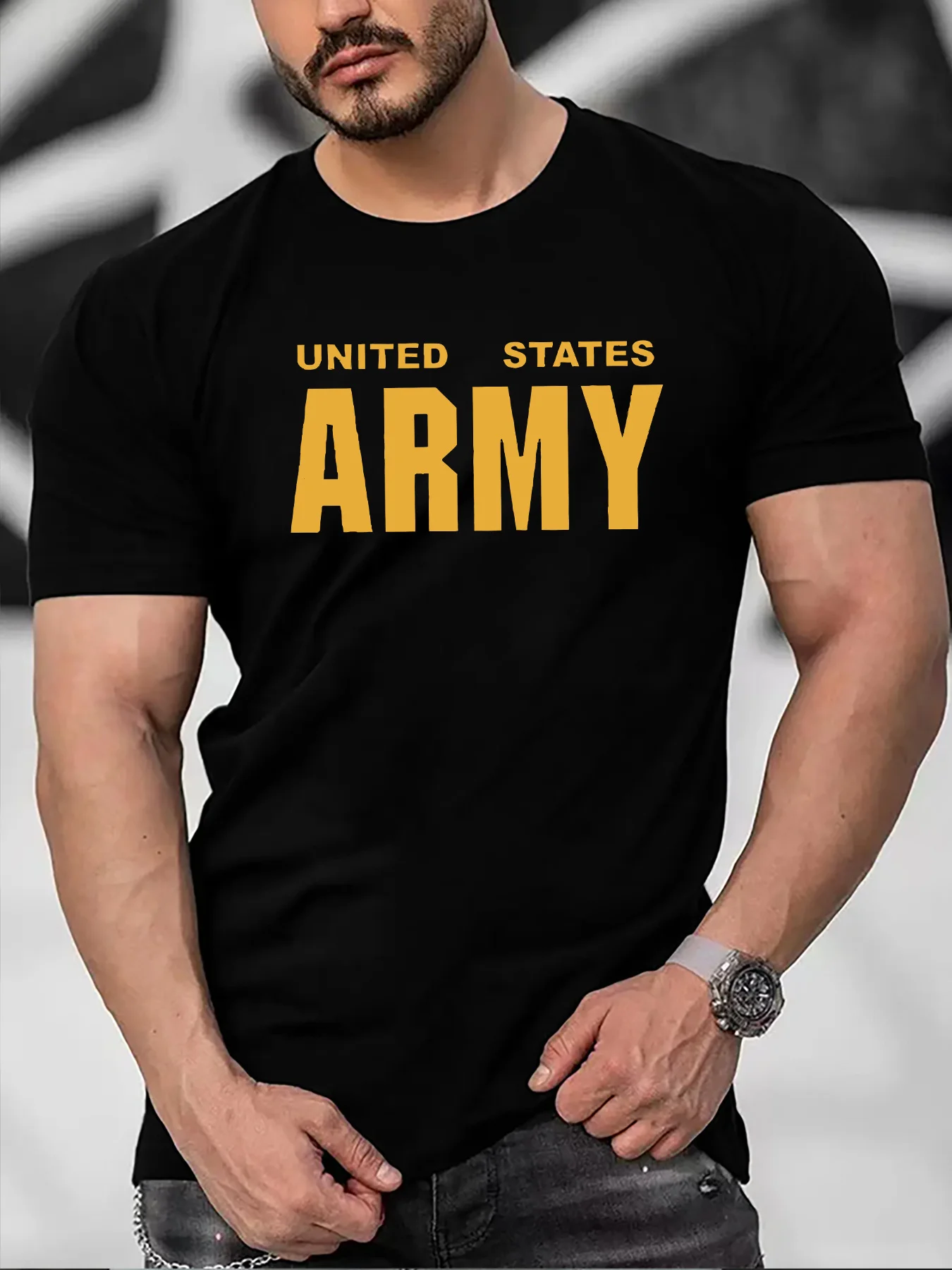 Men's Casual Short Sleeve T-Shirt - United States Army Graphic Tee for Summer
