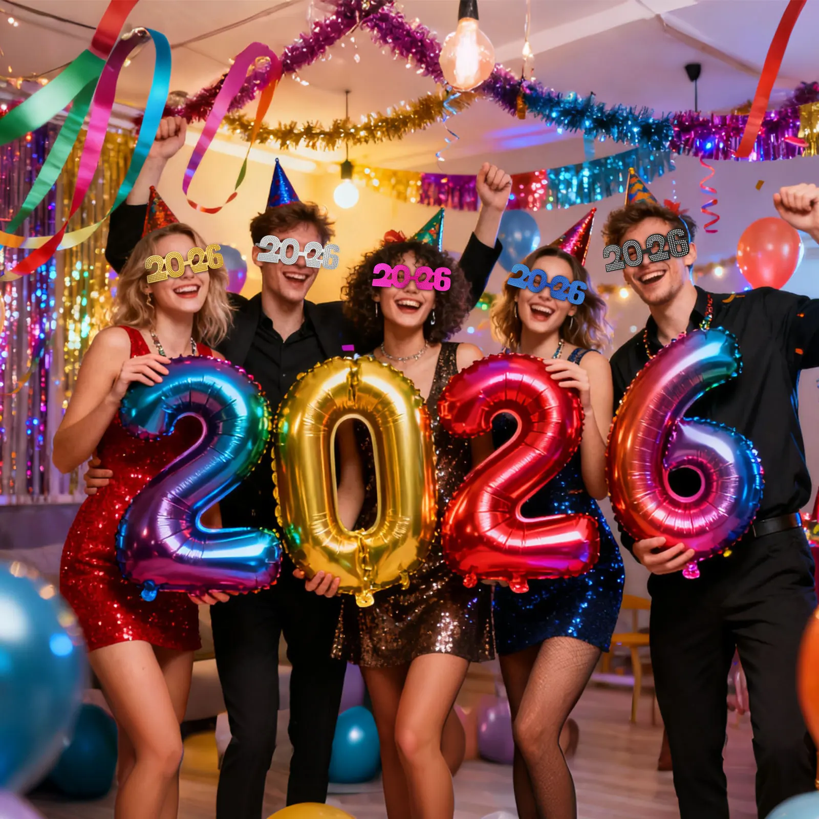 2026 Graduation Party Glasses Sparkling Number Eyeglasses New Year Eve Photo Booth Props Festive Accessories