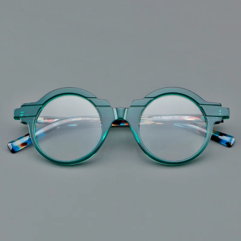 Round Reading Glasses Men Women Vintage Acetate Optical Eyeglasses Frame Black Tortoise Anti Blue Light Prescription Spectalces