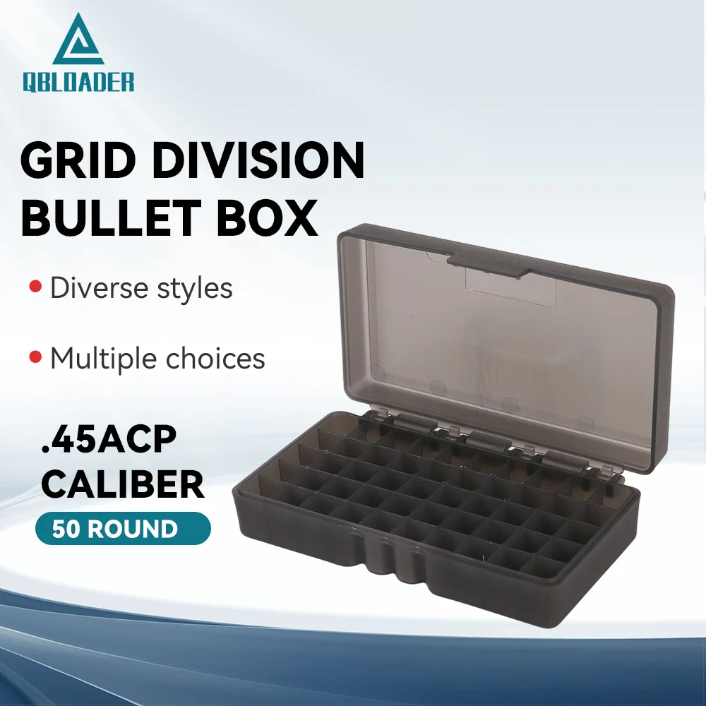 50 Rounds Tactical Ammo Box Bullet Shell Holder Box Rifle Cartridge Storage Case Ammo for .45ACP Ammo Hunting Accessories