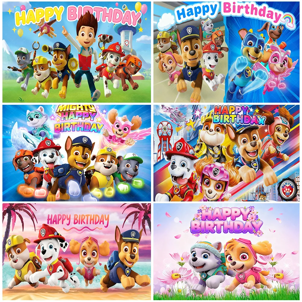 

Anime Paw Patrol Newest Birthday Backdrop Girl Boy Party Decorations Cute Dog Photography Background Baby Shower Banner Supplies