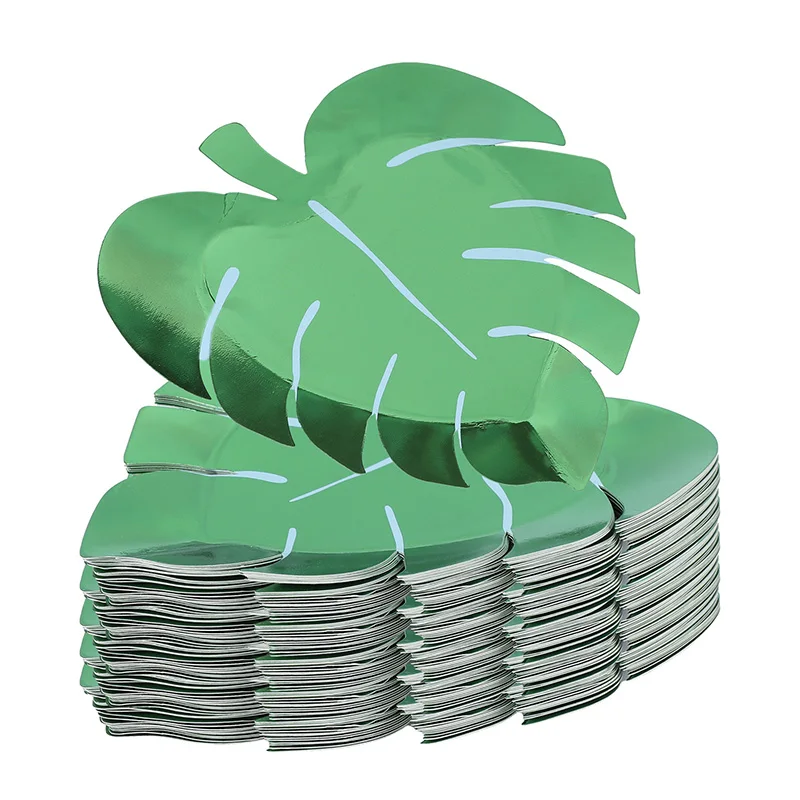 8Pcs Turtle Leaf Plate Paper Disposable Plates Hawaiian Theme Party Decoration Summer  Tropical Beach Wedding Birthday Decor