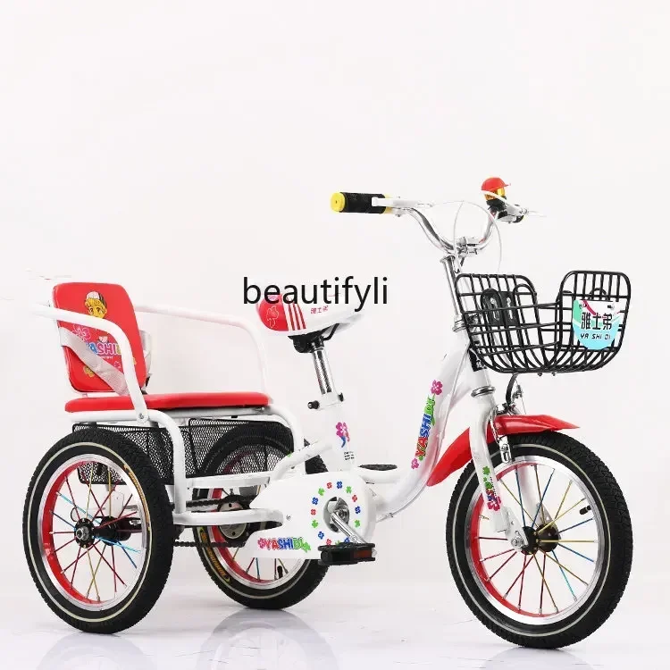 A38 yj Small Tricycle Bicycle 2-6-3-8 Years Old Boys and Girls Pedal Double Car with Bucket