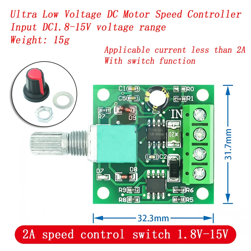 DC 1.8V-35V 2A 3A 5A 10A 30W 80W 90W PWM Motor Speed Controller Low Voltage Motor Speed Controller PWM Adjustable Drive Module