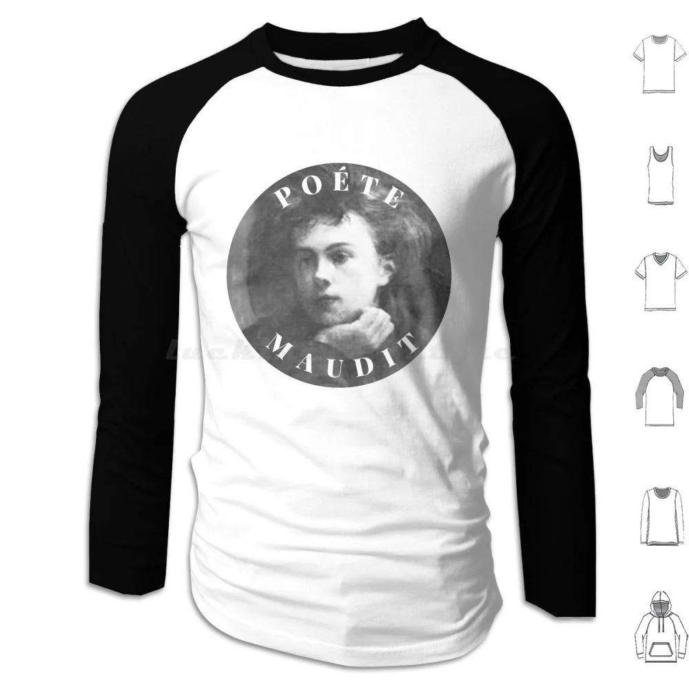 Poéte ; Literature Hoodies Long Sleeve Arthur Rimbaud Poéte French Symbolism Poets Literature Dark Academia Verlaine