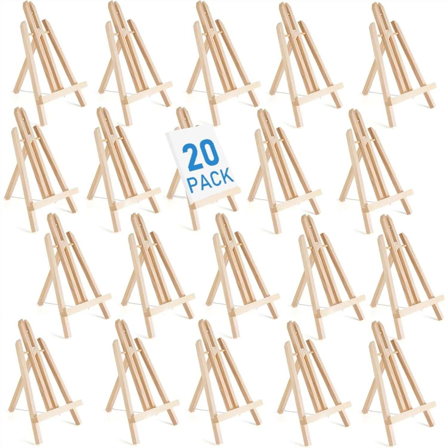 

12Inch Wood Easel Stand, Tabletop A-Frame Display Easel for Painting Canvas, Portable Photo Holder, 20 Pack
